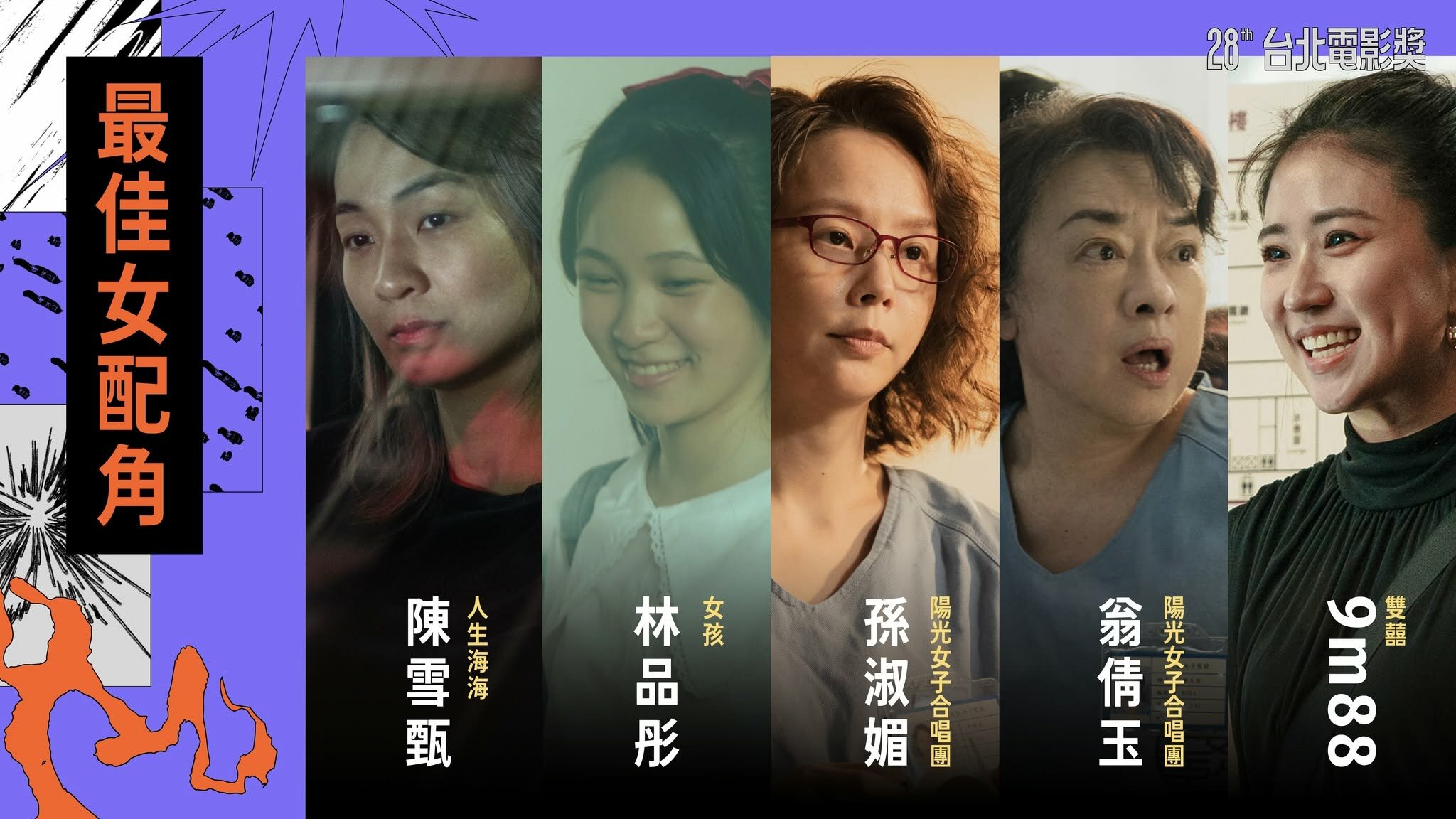 2026台北電影獎最佳女配角入圍名單。