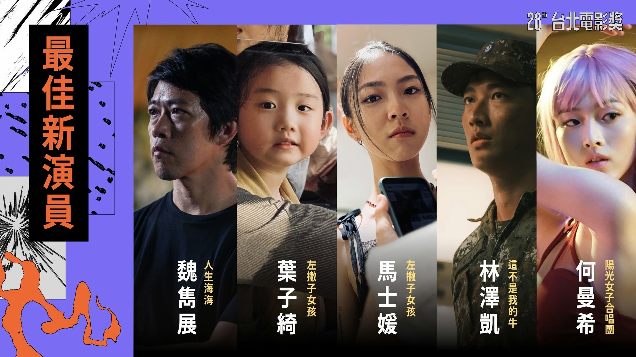 2026台北電影獎最佳新演員入圍名單。