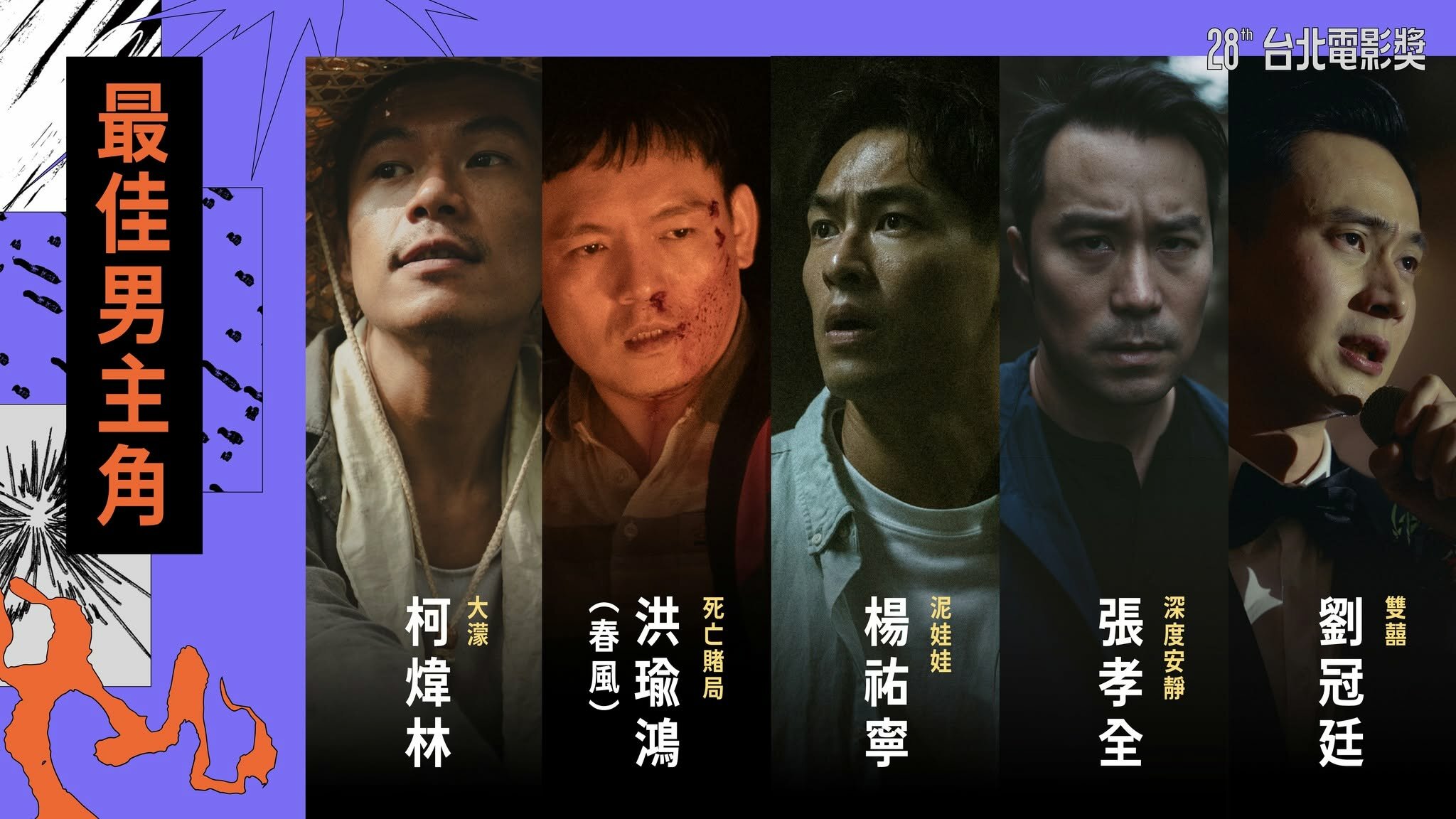 2026台北電影獎最佳男主角入圍名單。